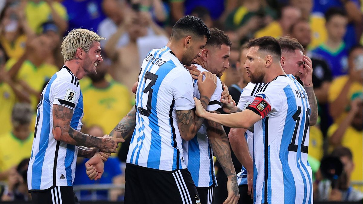 Los jugadores de Argentina celebran un gol en Maracaná