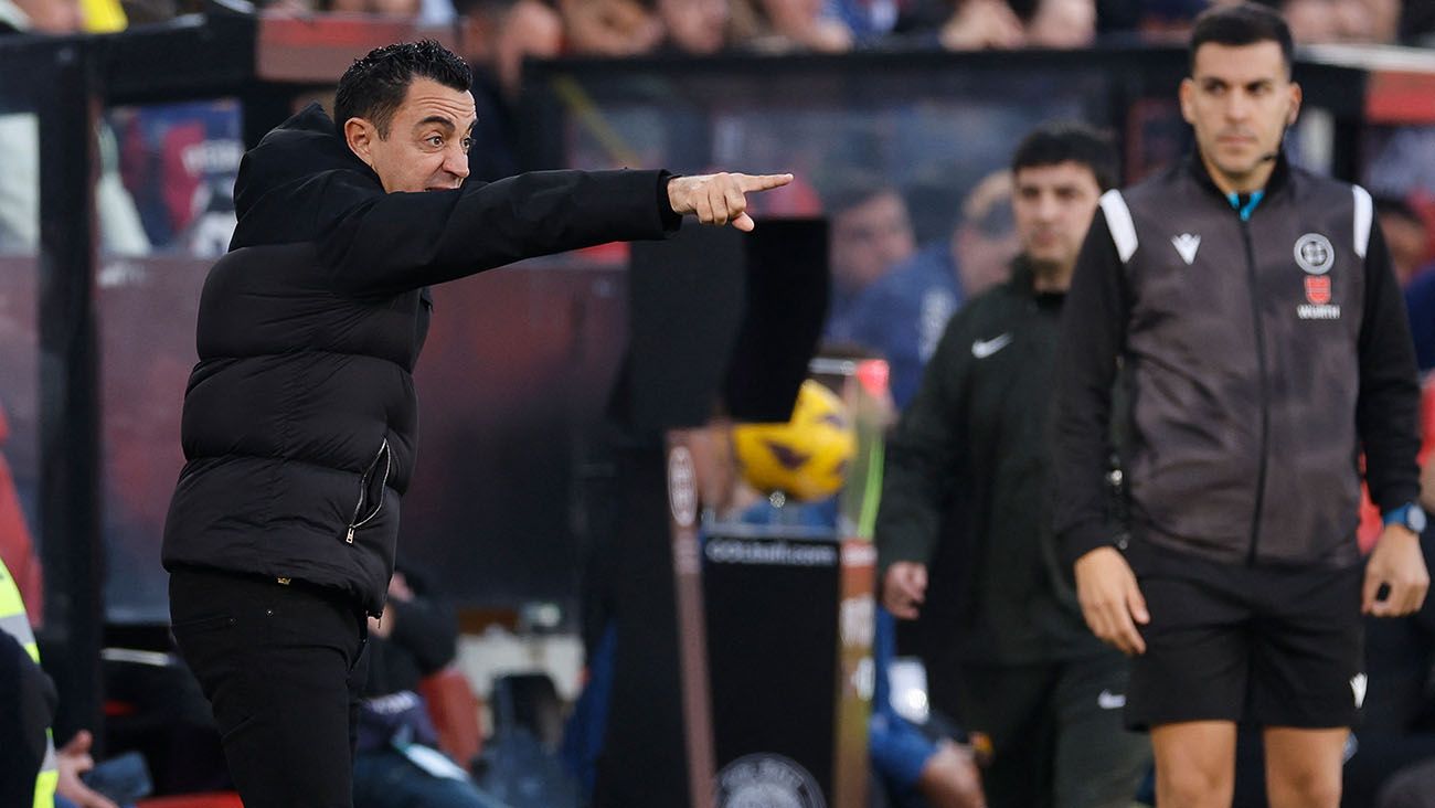 Xavi Hernández during Rayo-Barça (1-1)