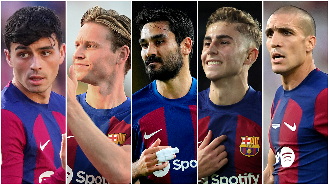 Pedri, Frenkie de Jong, Ilkay Gündogan, Fermín López y Oriol Romeu