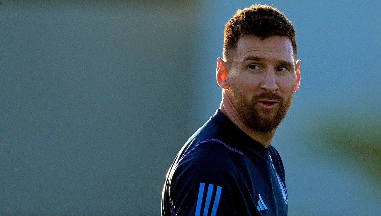 Leo Messi durante un entrenamiento con Argentina