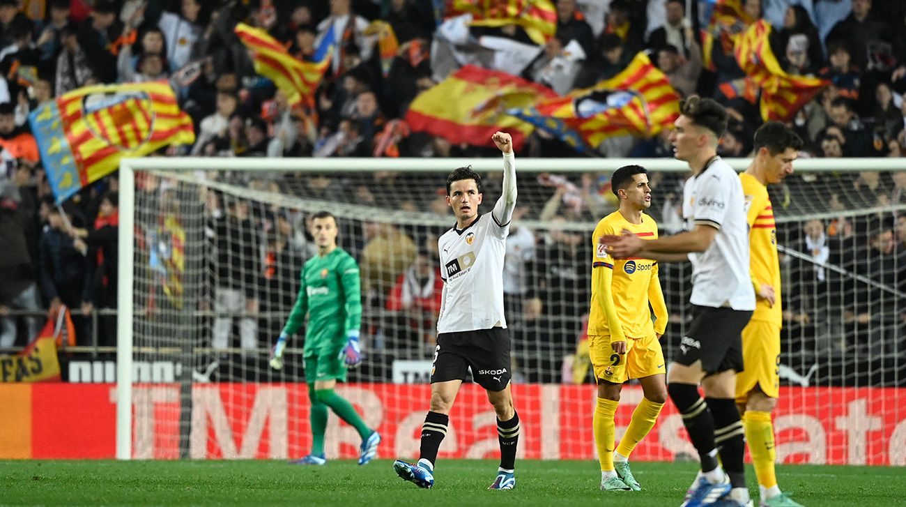 Guillamón celebra su gol ante el Barça