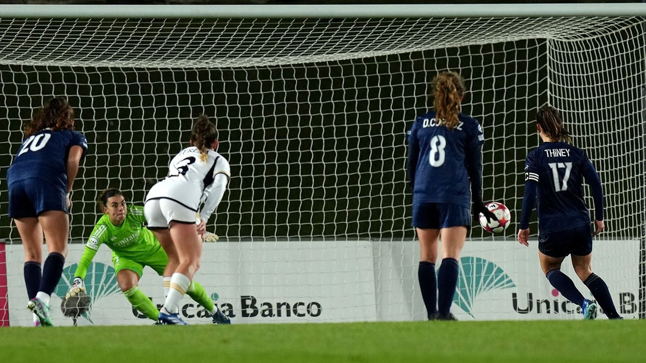 Gaëtane Thiney converted the goal from a penalty for Madrid's defeat (0-1)