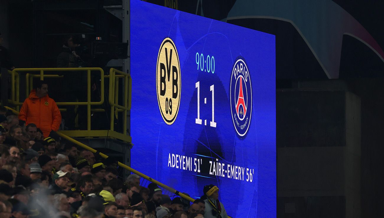 Marcador del Dortmund-PSG de Champions
