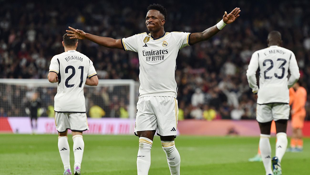 Vinicius Jr celebra un gol ante el Valencia