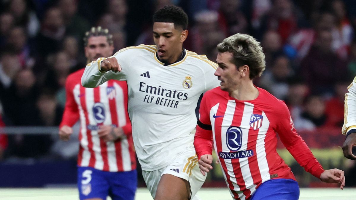 Bellingham y Griezmann durante el Atlético vs Real Madrid de Copa del Rey