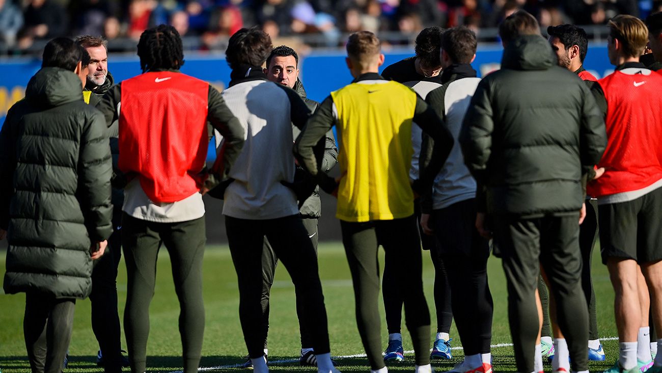 Jugadores del Barça durante un entrenamiento