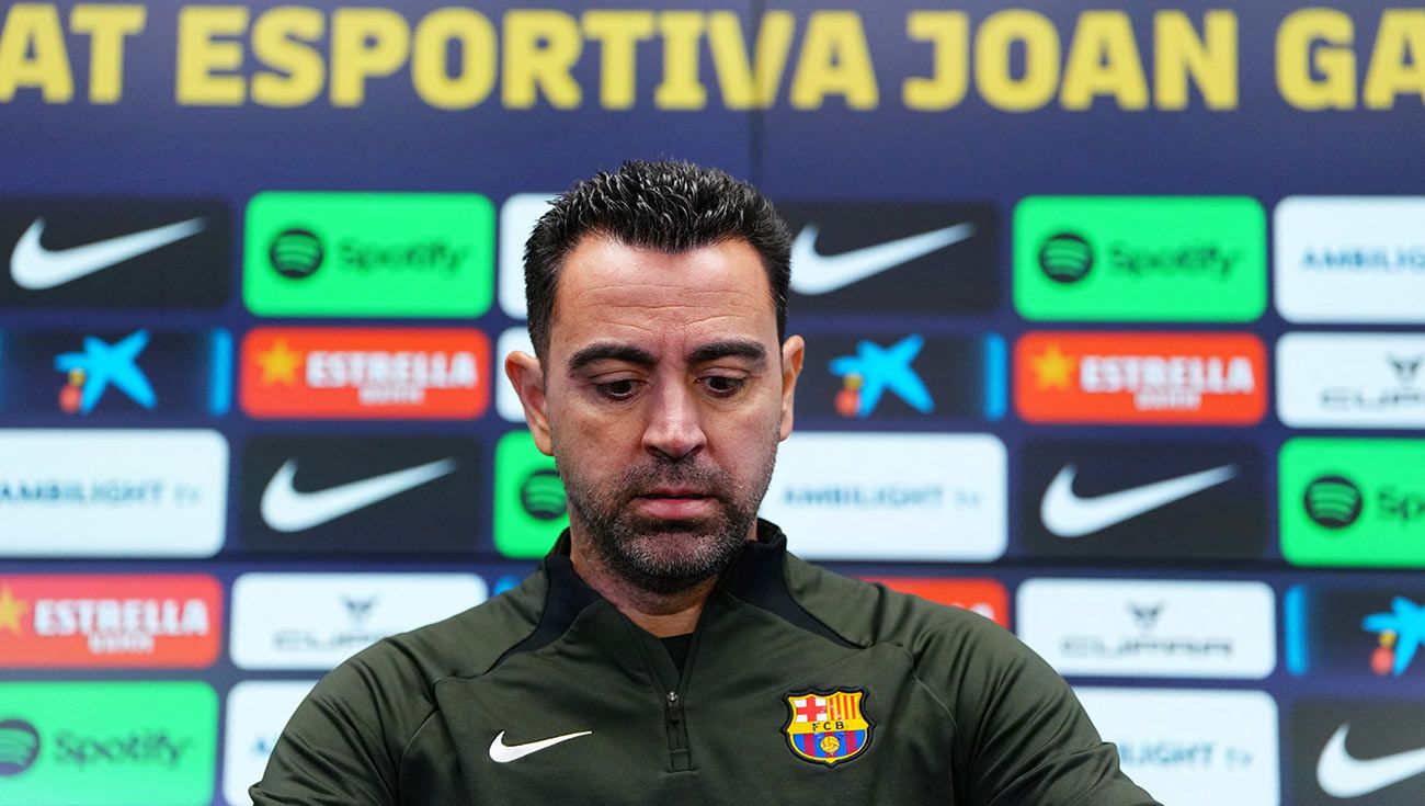 Xavi Hernández durante una rueda de prensa