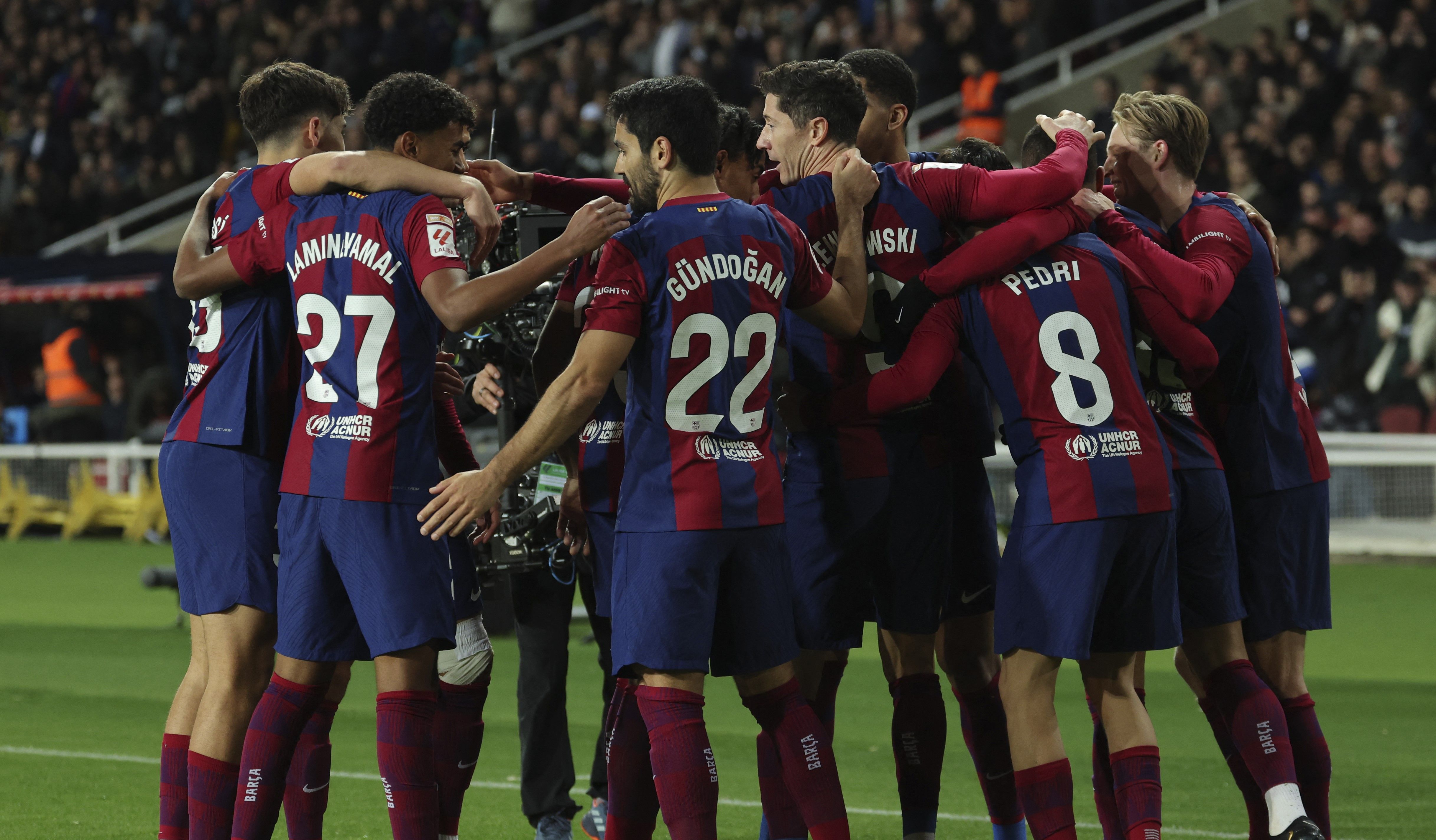 El Barça celebra un gol ante el Osasuna