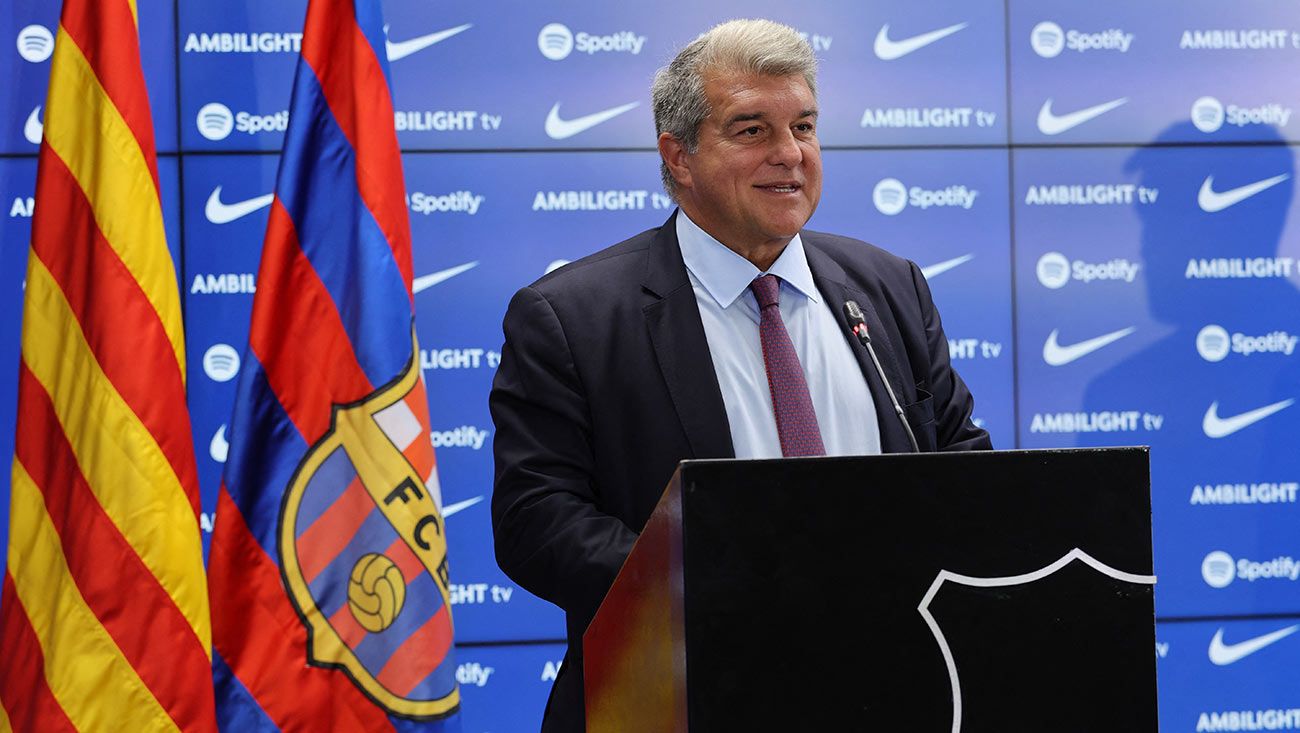 Joan Laporta durante un acto del Barça