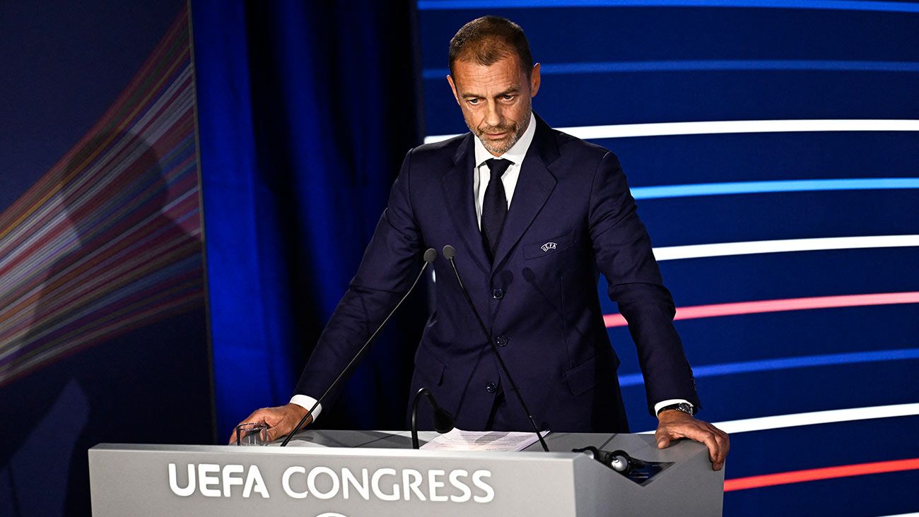 Aleksander Čeferin durante un congreso de la UEFA