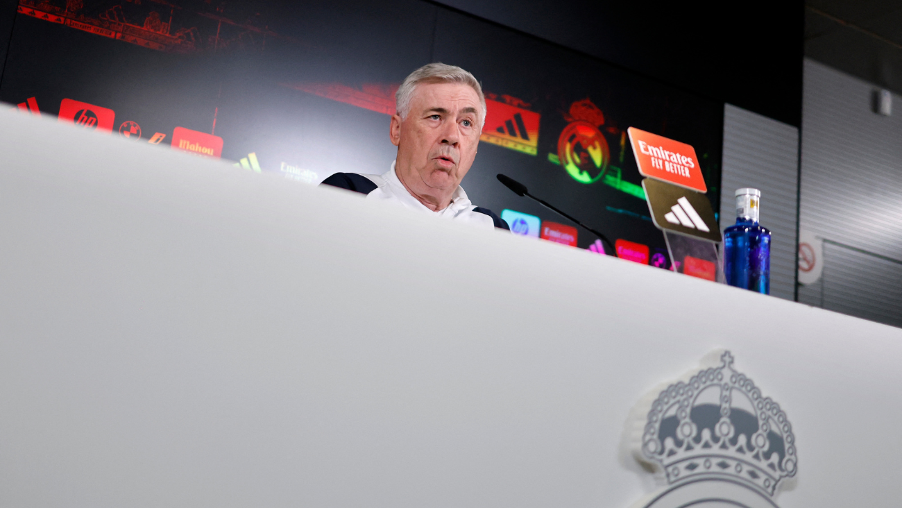 Carlo Ancelotti en la rueda de prensa previa al duelo entre el Rayo Vallecano y el Real Madrid