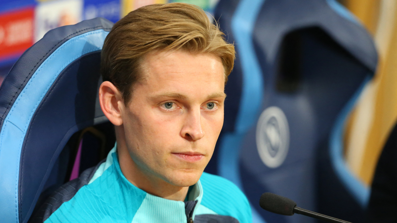 Frenkie de Jong en la rueda de prensa previa al duelo entre el FC Barcelona y el Napoli