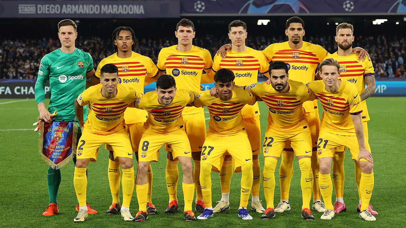 The eleven of FC Barcelona in Italy against Napoli