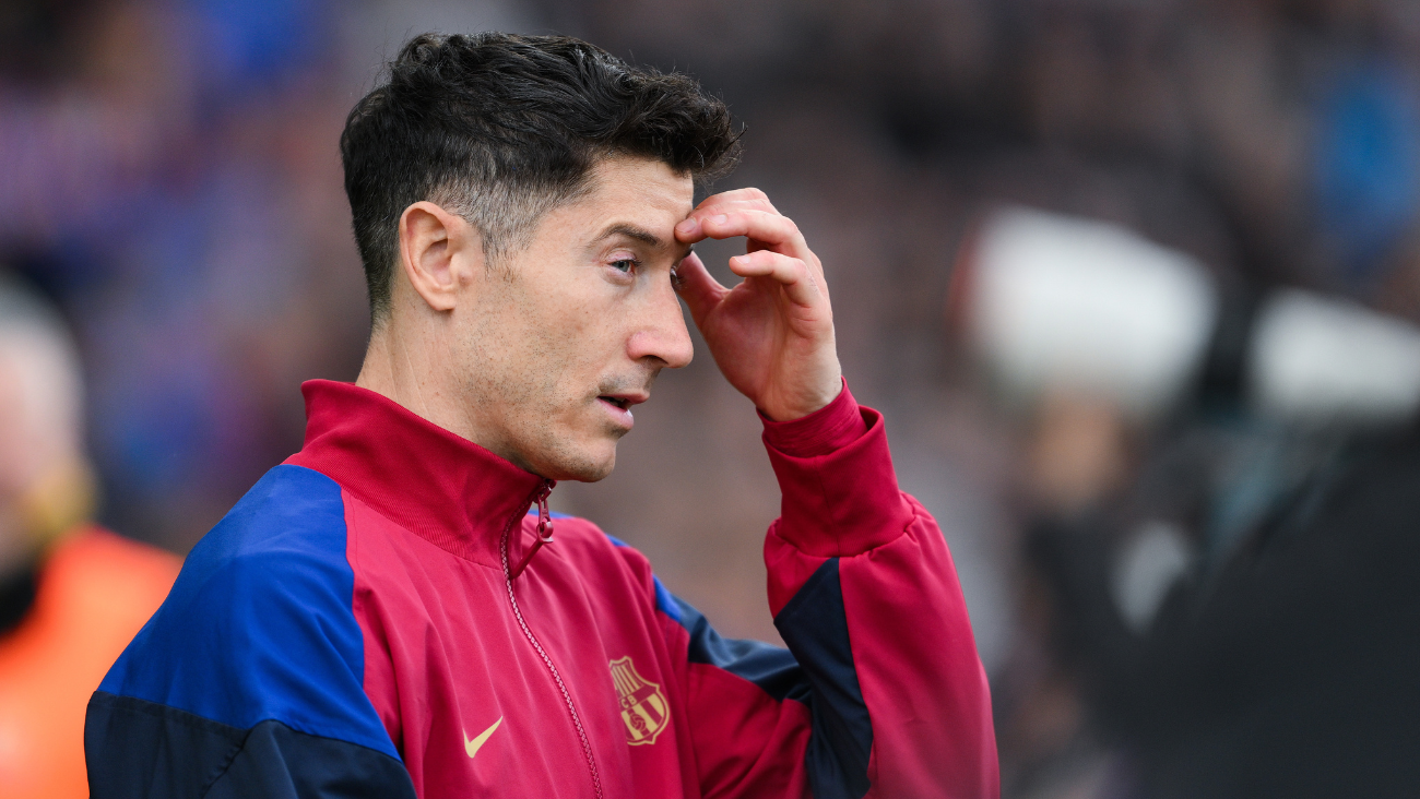 Robert Lewandowski en el duelo entre el FC Barcelona y el Getafe CF en LaLiga