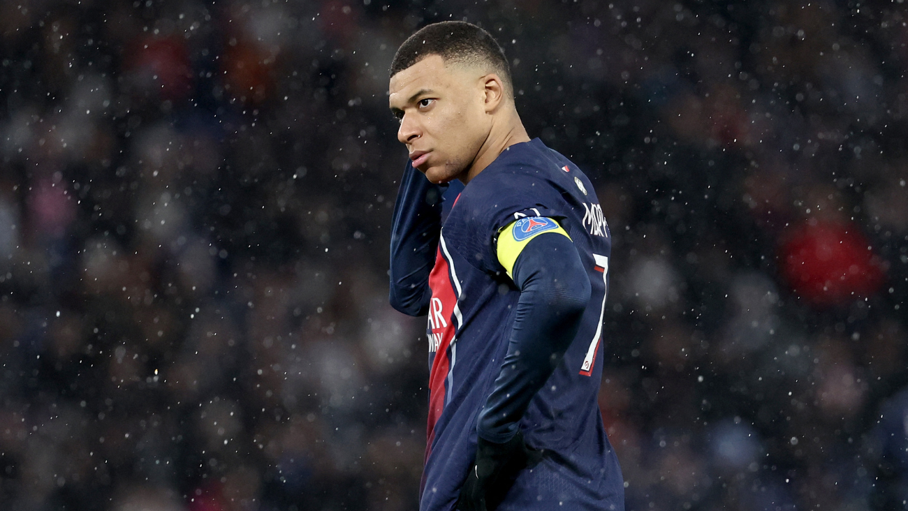 Kylian Mbappé en el duelo entre el PSG y el Rennes en la Ligue 1