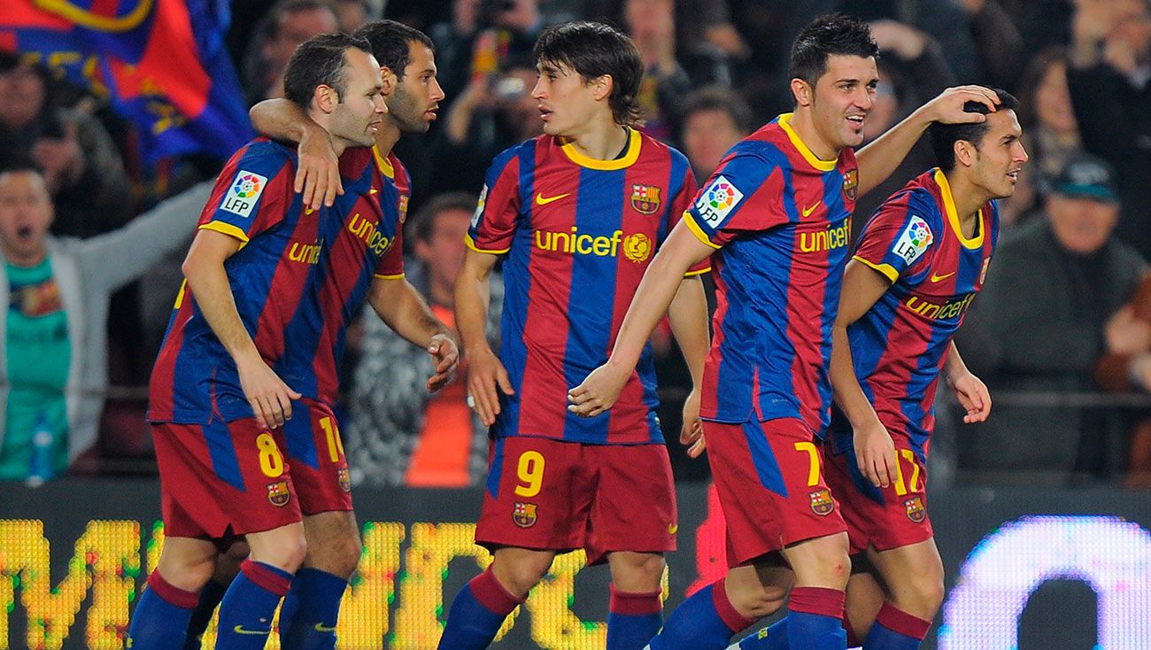 Jugadores del Barça celebrando un gol en 2011
