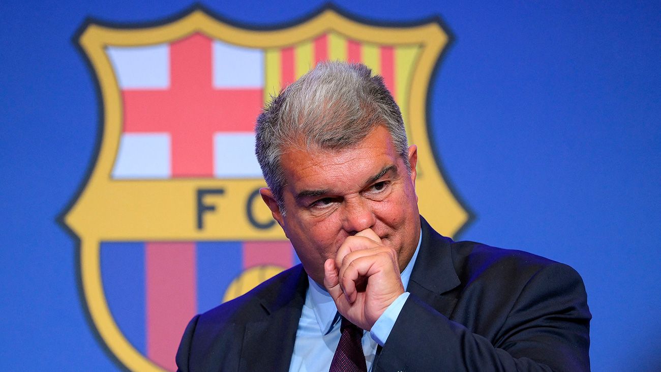 Laporta en una rueda de prensa del FC Barcelona