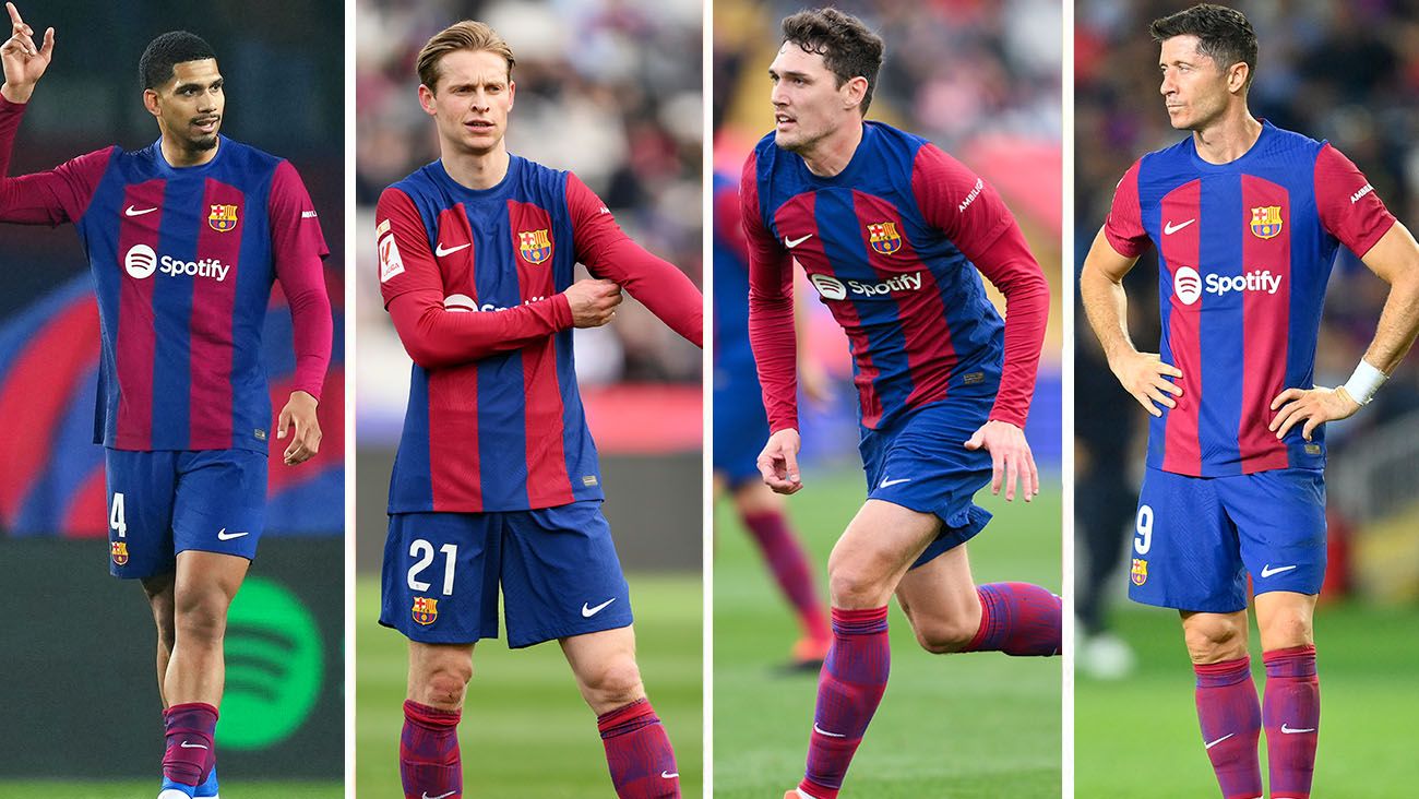 Araújo, De Jong, Christensen y Lewandowski con el Barça