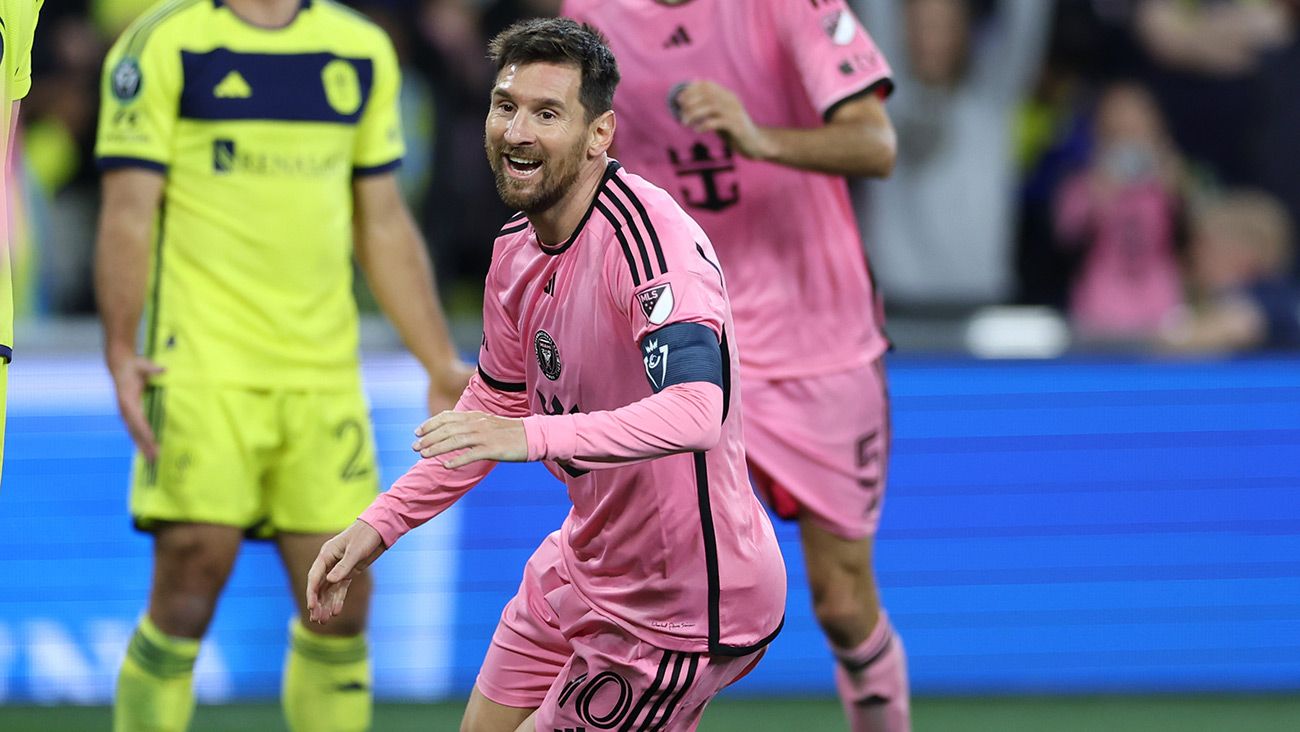 Leo Messi celebrando un gol con el Inter Miami