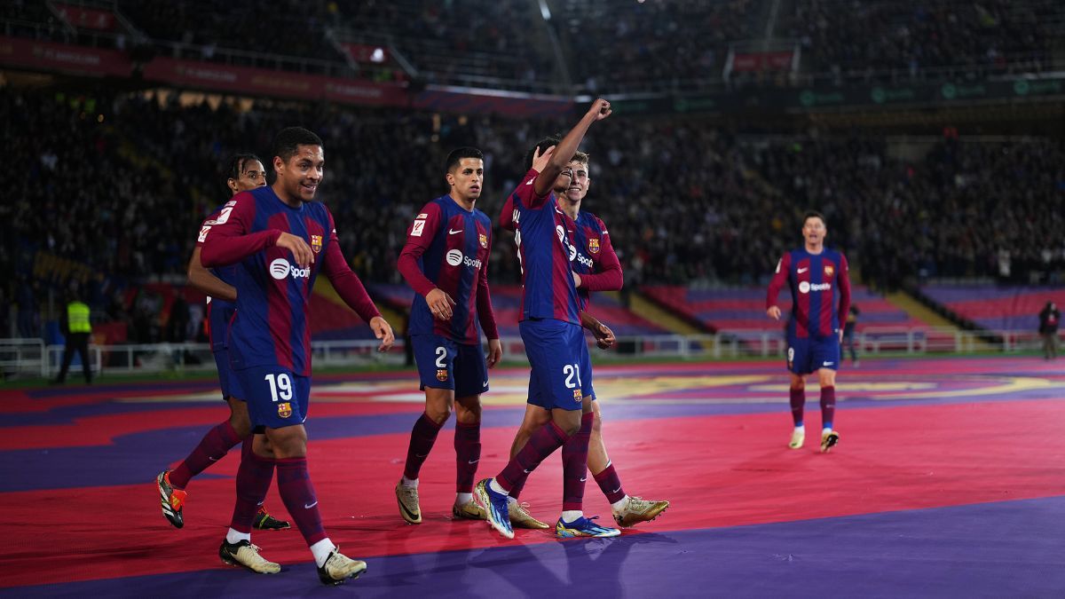 Los jugadores del Barça celebran un gol en LaLiga