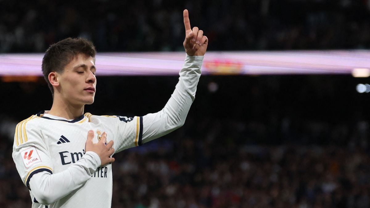 Arda Güler celebra su primer gol con el Real Madrid