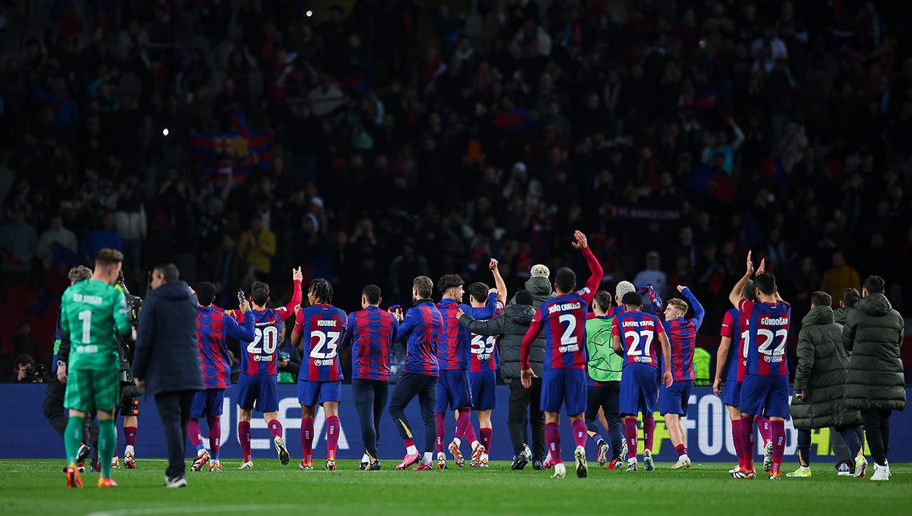 Jugadores Barça celebrando