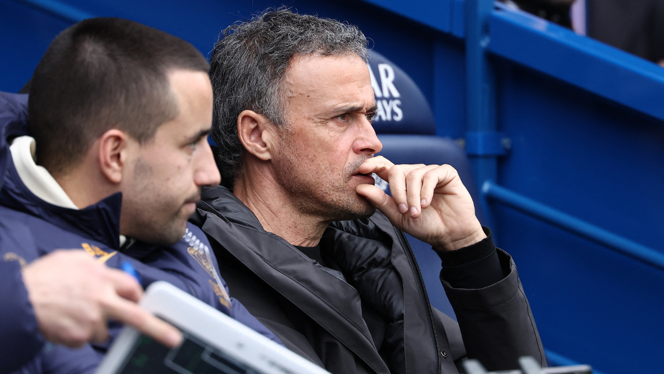 Luis Enrique en el duelo entre el PSG y el Reims en la Ligue 1