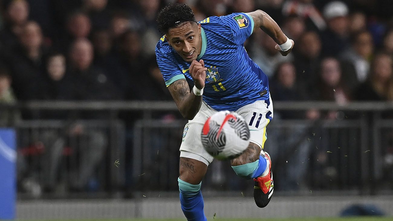 Raphinha durante el Inglaterra-Brasil (0-1)