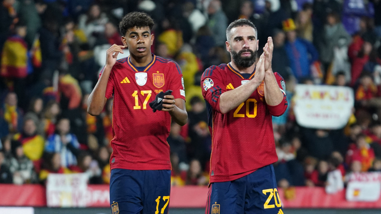Dani Carvajal y Lamine Yamal con la selección de España en el duelo ante Georgia