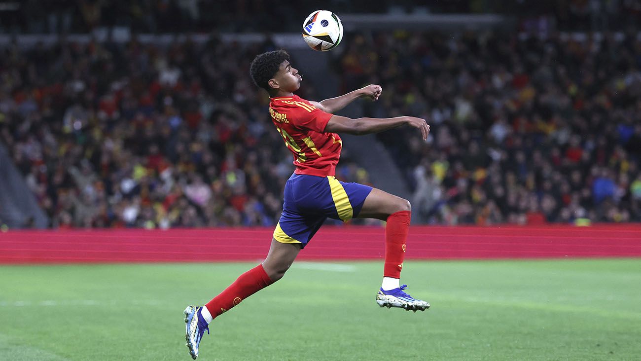 Lamine Yamal during Spain-Brazil (3-3)