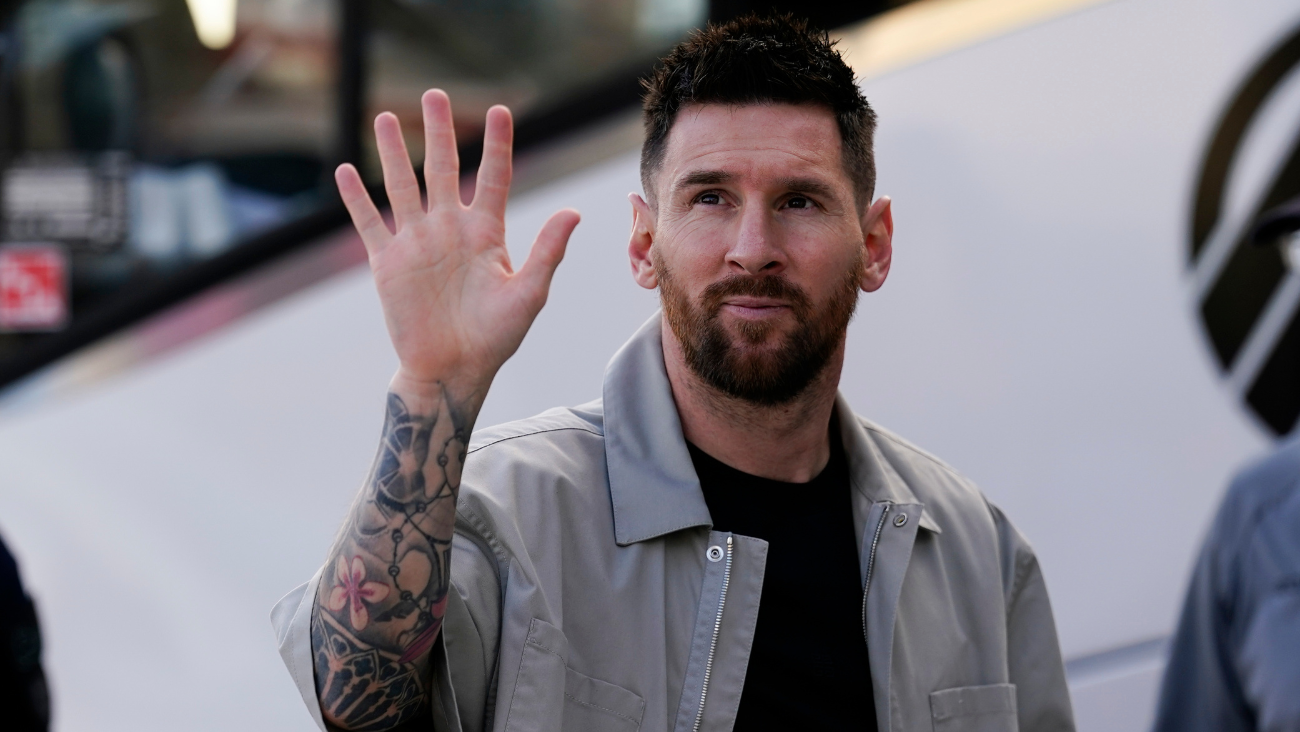 Leo Messi en la grada en el duelo entre el Inter Miami y el New York City en la MLS