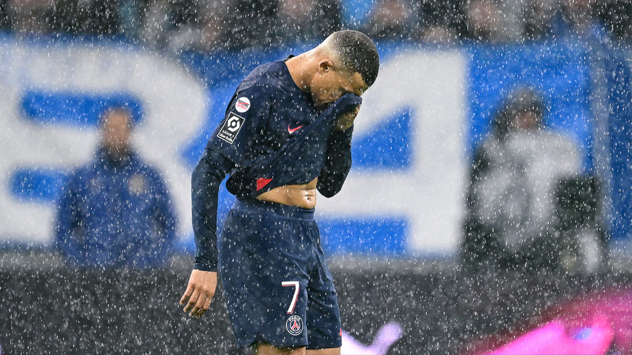 Kylian Mbappé en el duelo entre el PSG y el Olympique de Marsella en la Ligue 1