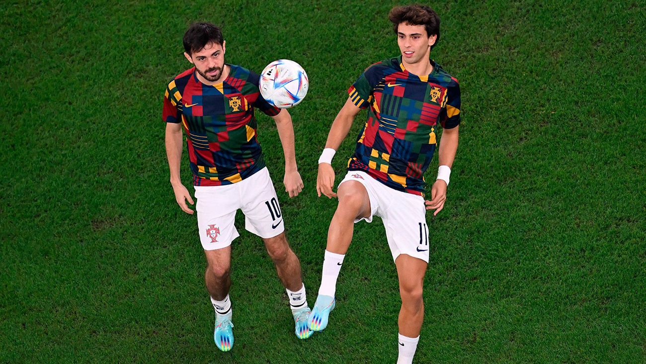 Joao Félix y Bernardo Silva con Portugal