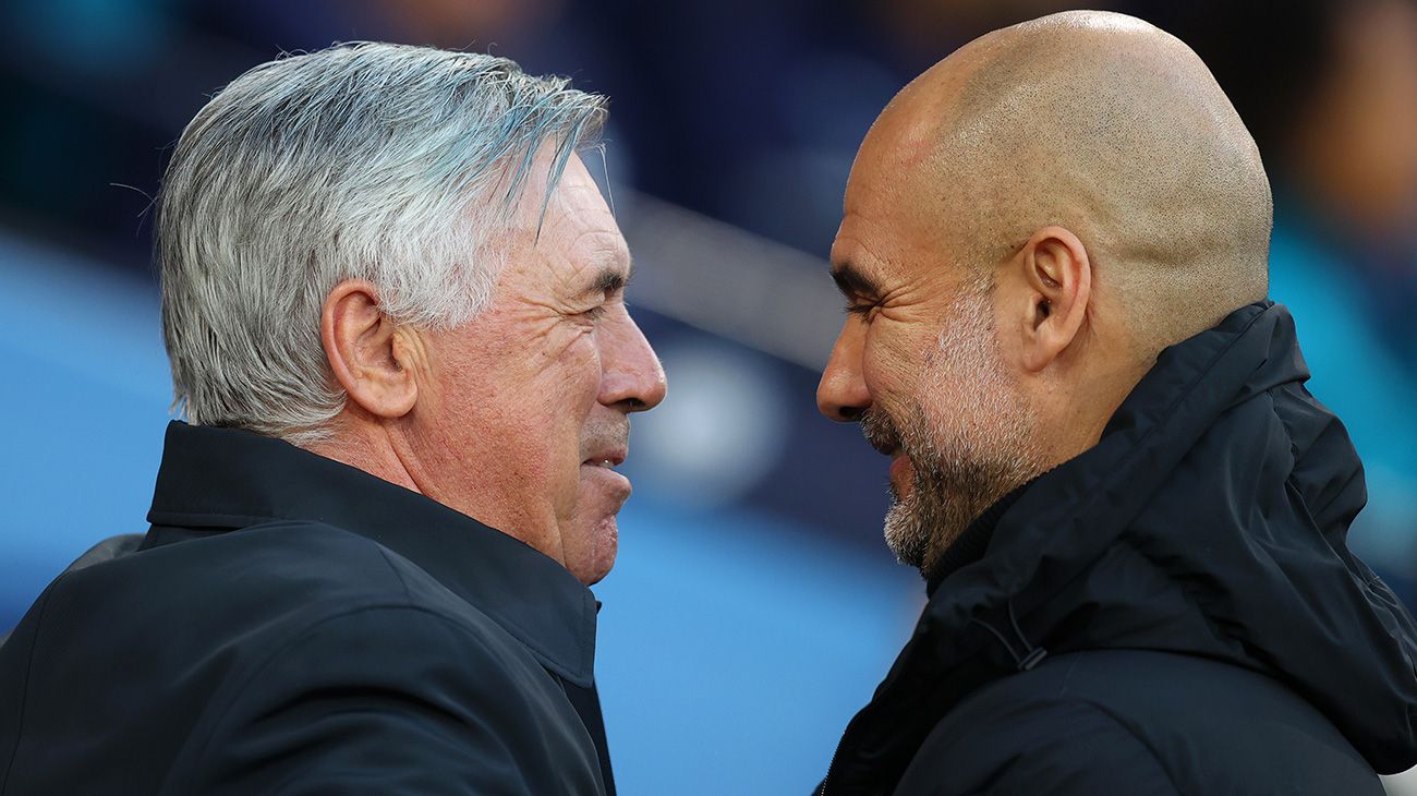 Ancelotti y Guardiola, en la previa del City Madrid