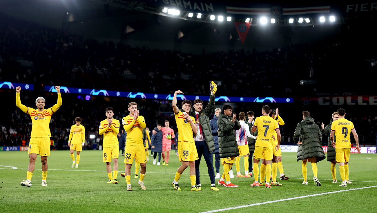 Jugadores del Barça celebrando tras un partido