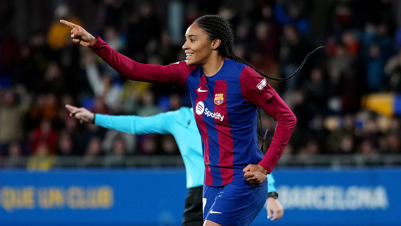 Salma Paralluelo en el duelo entre el Barça Femení y el Rosengard en la Women's Champions League