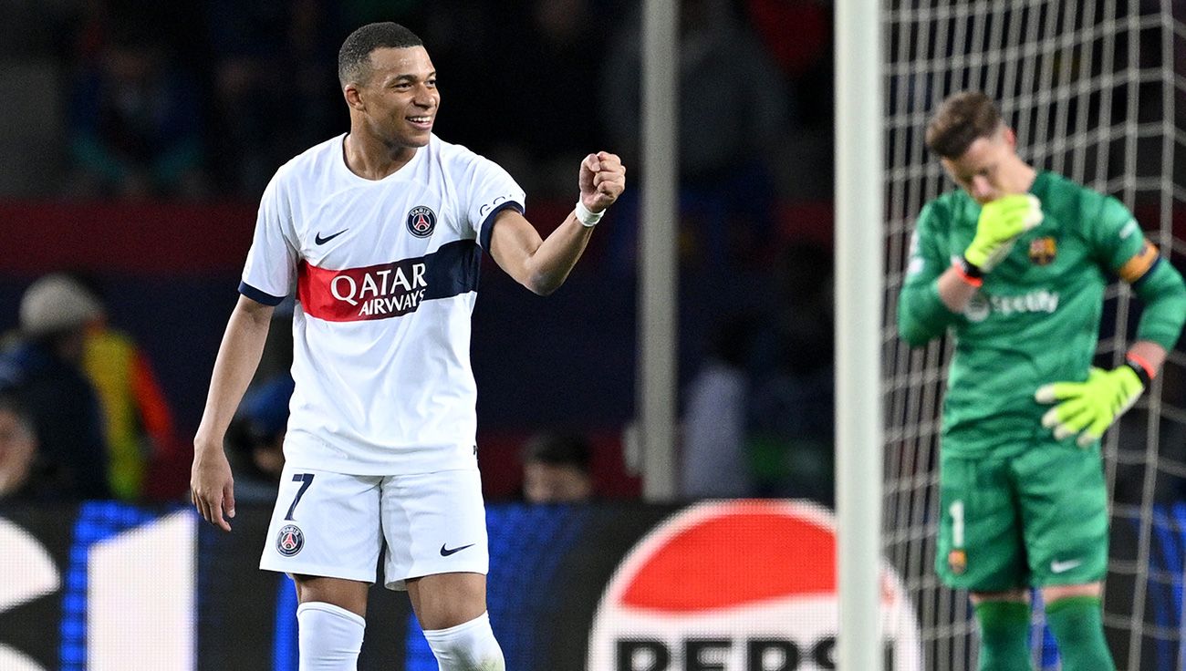 Kylian Mbappé celebrando un gol ante el Barça