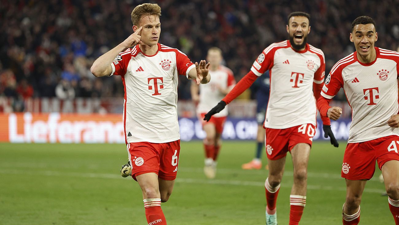 Joshua Kimmich festejando su gol ante el Arsenal