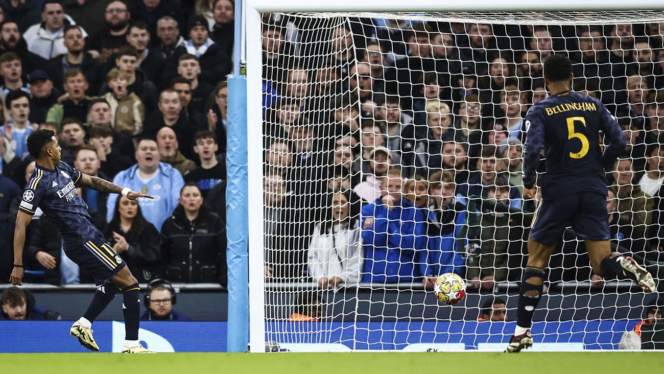 Rodrygo scoring for Real Madrid in their UCL Quarterfinal game against Man City | UCL 23-24 | Mania Sports