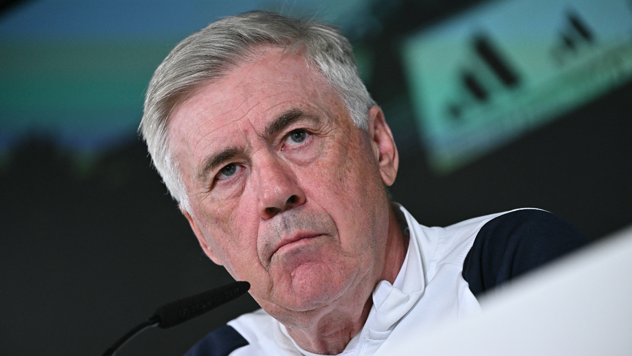 Carlo Ancelotti en la rueda de prensa previa al Clásico entre el Real Madrid y el FC Barcelona en LaLiga