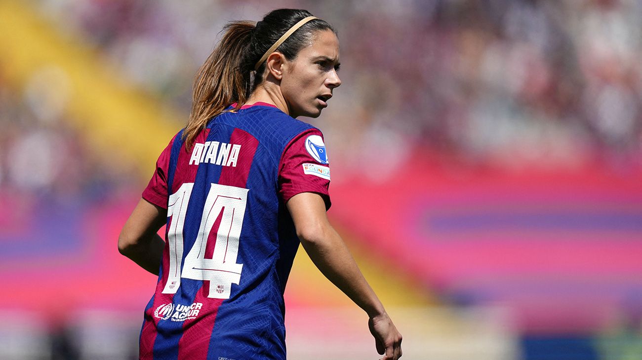 Aitana Bonmatí en un encuentro de Champions