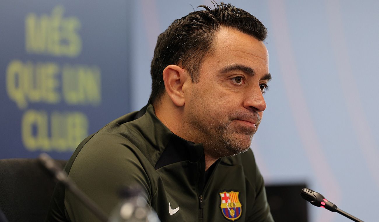 Xavi Hernández durante una rueda de prensa