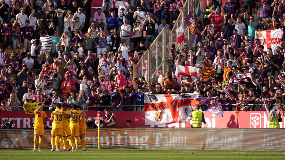 El FC Barcelona en un partido en Montilivi
