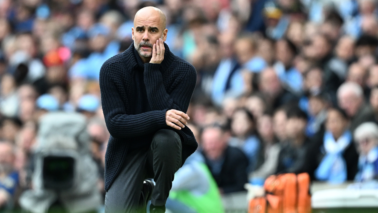 Pep Guardiola en el duelo entre el Manchester City y el Wolverhampton en la Premier League