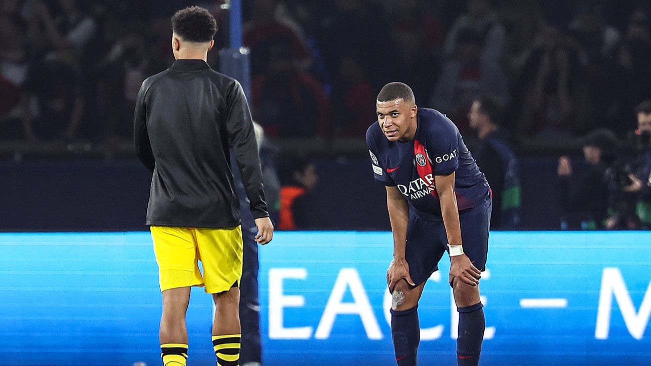 Kylian Mbappé se lamenta tras el PSG-Dortmund (0-1)