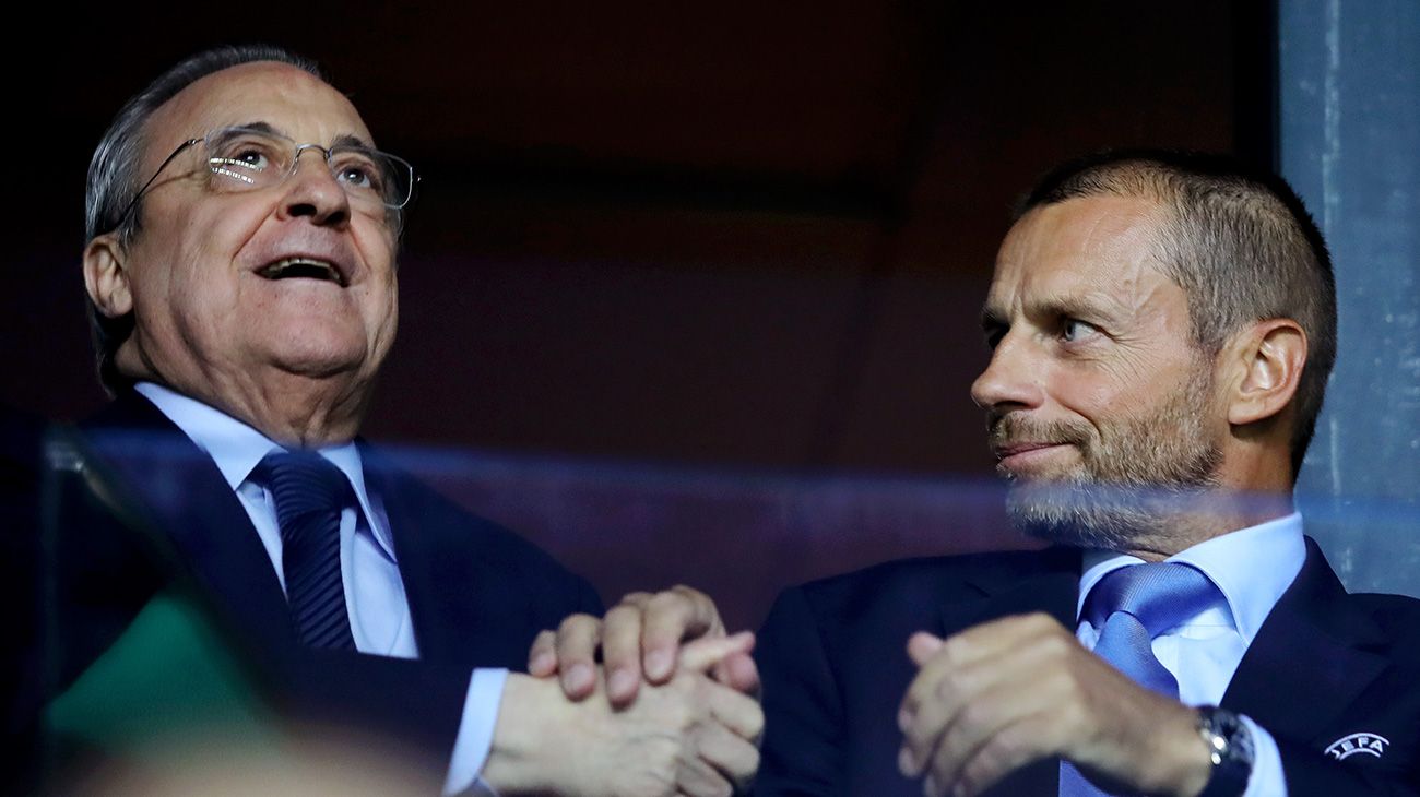 Florentino Pérez junto a Aleksander Ceferin