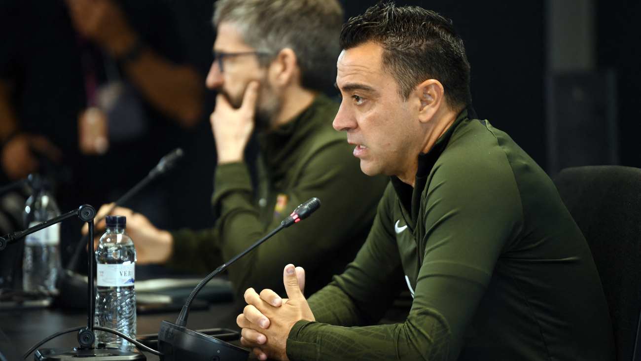 Xavi Hernández en la rueda de prensa previa al choque entre el FC Barcelona y el Sevilla