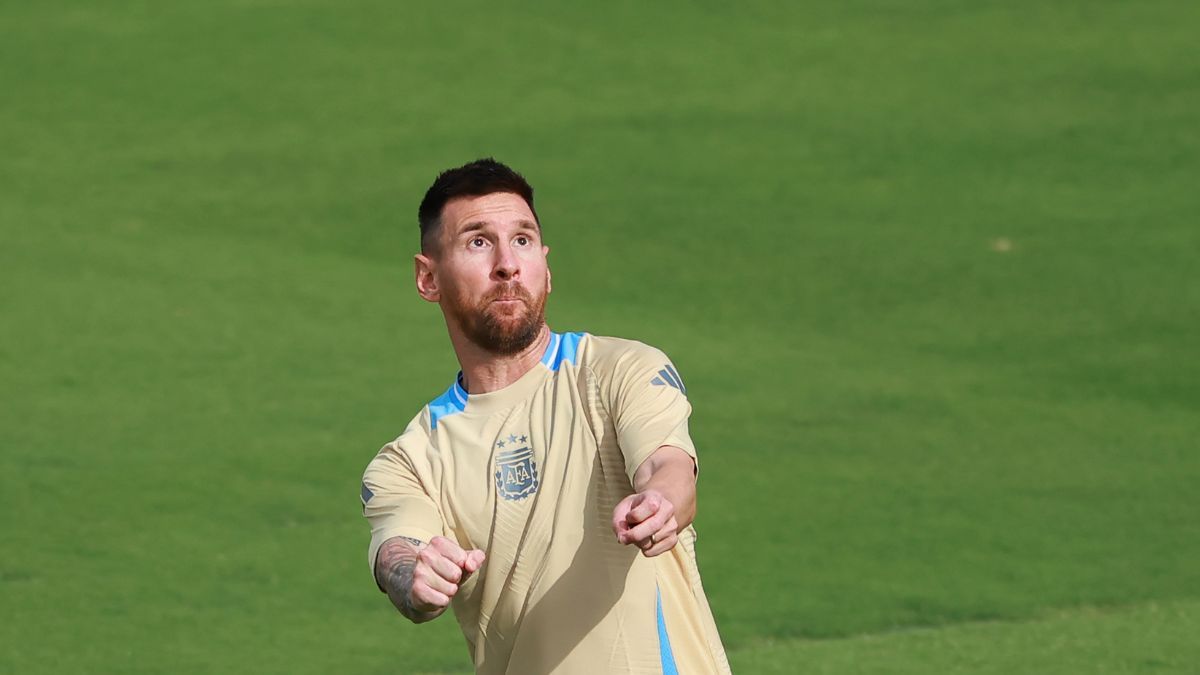 Leo Messi en un entrenamiento