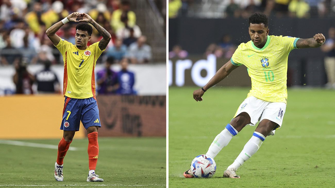 Luis Díaz and Rodrygo Goes during the Copa América 2024