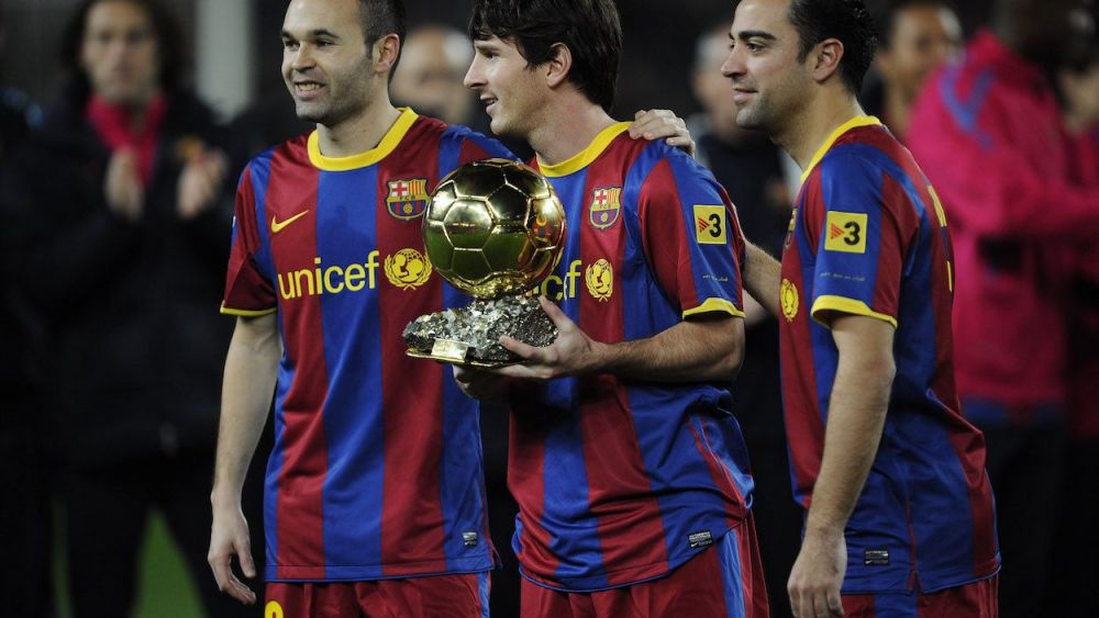 Iniesta, Messi y Xavi podio Balón de Oro Iniesta, Messi y Xavi podio Balón de Oro